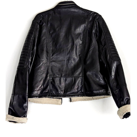 Chaps Black Faux Leather Moto Womens Jacket XL - Picture 6 of 8